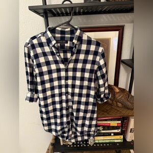 Zara Blue and White Plaid Shirt